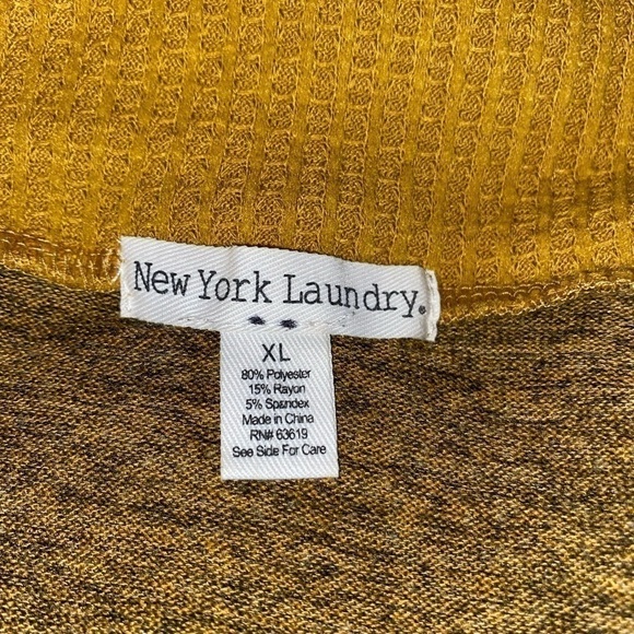 New York Laundry GUC XL Cowl Neck Button Detail Darker Mustard Yellow Sweater - Picture 14 of 14